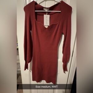 Le Gace Women's Long Sleeve Knit Dress - Rust